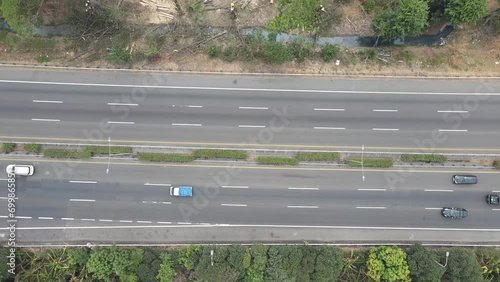 Aerial view of toll road that surrounded by residential area in Cakung, East Jakarta, Indonesia photo