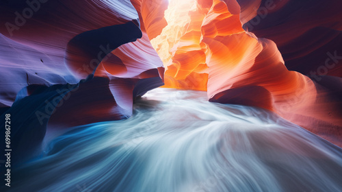 Flash flood in a colorful canyon