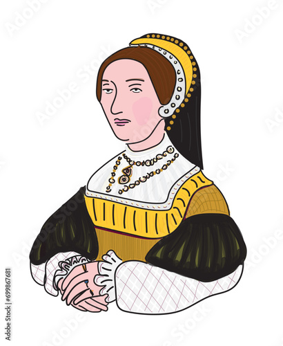 Interpretative illustration of Catherine Howard (c. 1523-1542), fifth wife of King Henry VIII of England.