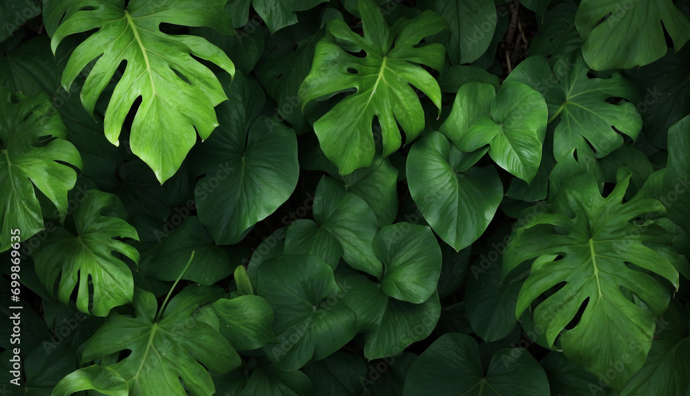 Nature leaves green tropical forest background - obrazy, fototapety, plakaty 