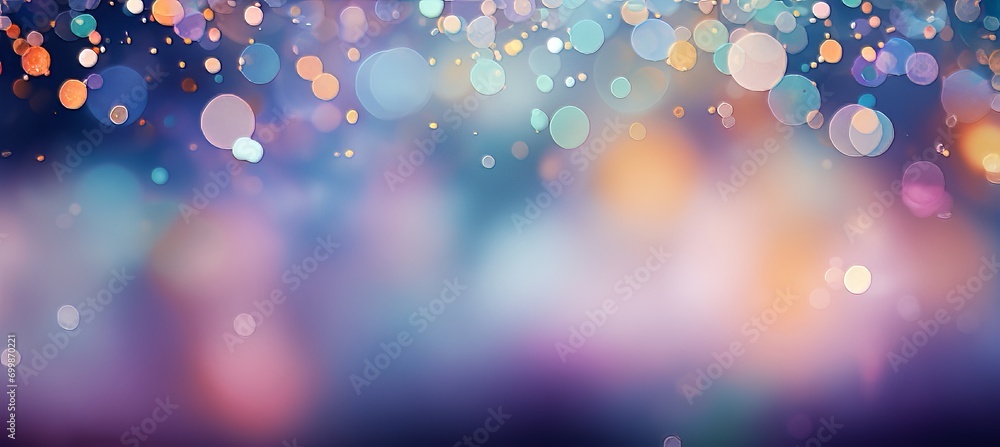 Vibrant celebration backdrop with blurred bokeh, colorful confetti, and dynamic party elements