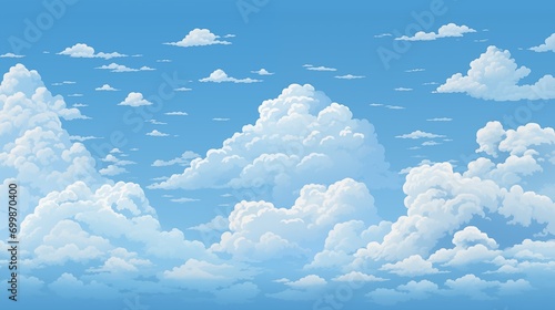 Cartoon blue sky background, old school style.