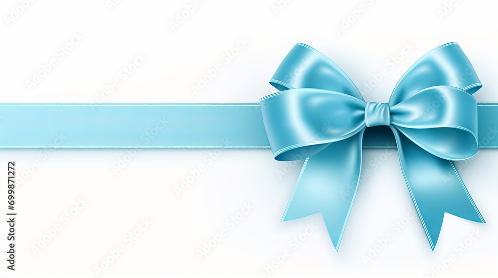 Blue ribbon bow on white background for banners and borders, ideal for birthdays and christmas Blue ribbon bow on white background for banners and borders, ideal for birthdays and christmas