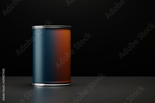 3d rendering of a tin can on a black background with copy space