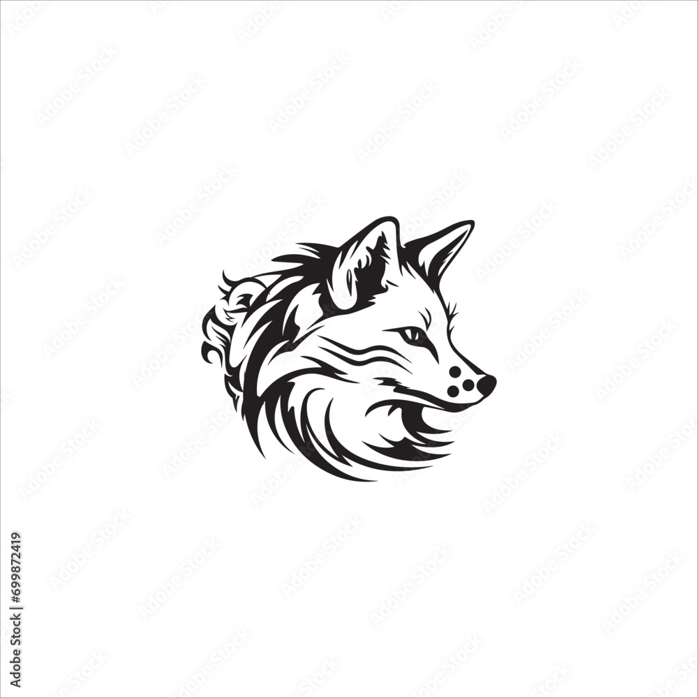 fox art back view logo Abstract template logo design vector