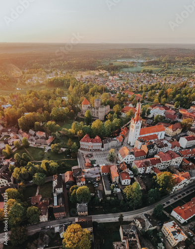 Aerial View of Urban Landscape with Cityscape and Residential District