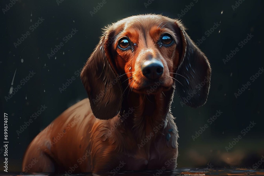 Cute dachsund dog illustration. Generative AI