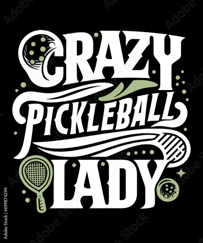 Crazy Pickleball Lettering T-Shirt Design, SVG.