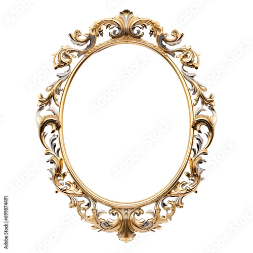 Antique Oval Frame Gold Isolated Transparent, Generative AI © aiartist