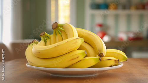 Raw Organic Bunch of Bananas Ready to Eat. AI Generative photo