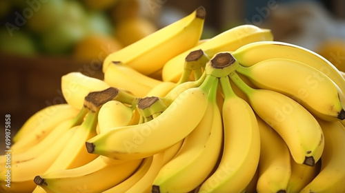 Raw Organic Bunch of Bananas Ready to Eat. AI Generative