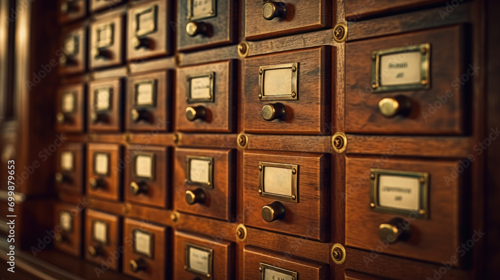 Close-up of an old library card catalog Close-up of an old library card catalog