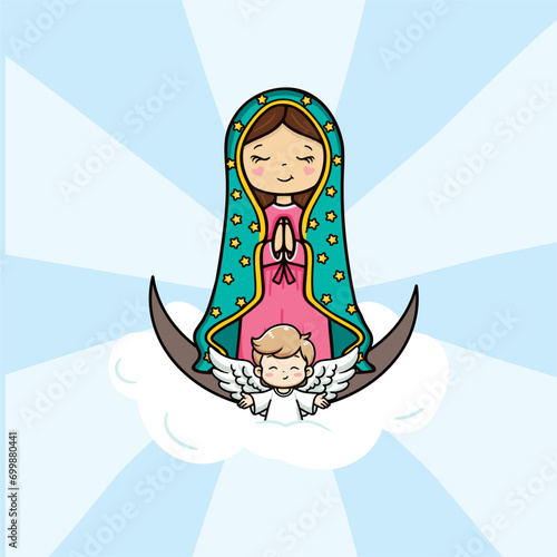 Vector hand drawn Nossa Senhora de Guardalupe illustration - Marian Masterpieces  Artistic Portrayals of Our Lady of Guadalupe -  Guadalupe s Grace  Artistic Reverence for Our Lady s Image