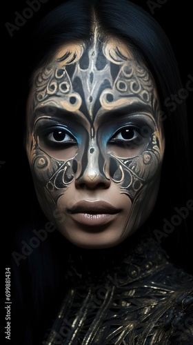 a young indonesian woman  taken with canon eos 5d  in professional makeup  high contrast  beautiful facial sculpt  beautiful bone structure with generative ai