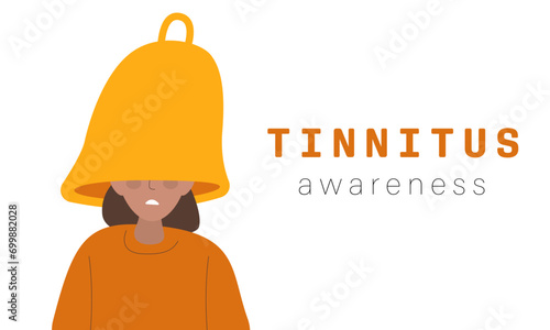 Tinnitus Awareness. Ring in the ear. Person suffering from tinnitus. Ringing ears