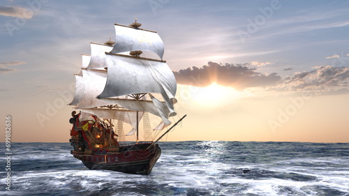 帆船　3DCG レンダリング photo