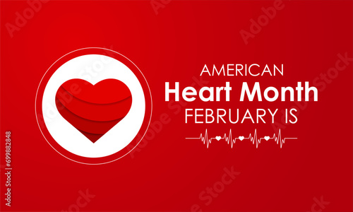 vector illustration of february is american heart month.For banner, flyer, poster design template.