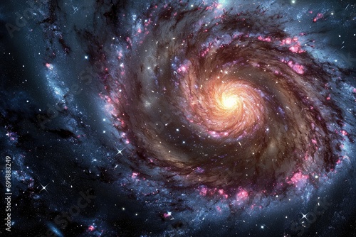 A mesmerizing spiral galaxy in deep space with vibrant colors.