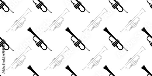 Photography black white trumpet seamless pattern