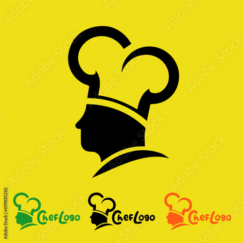 Chef cooking logo for culinary and restaurant business combination of many colors