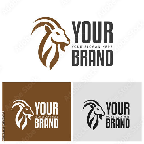 Goat illustration logo suitable for goat farms and livestock lovers combination of brown and black
