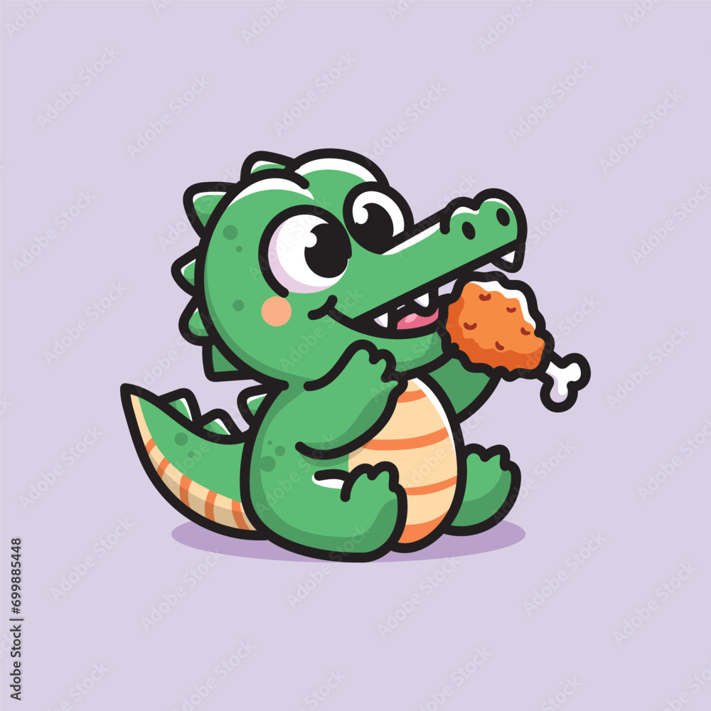 cute vector illustration of a crocodile eating cute vector illustration of a crocodile eating