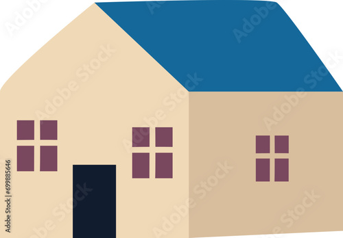 geometric house with wall cream illustration 