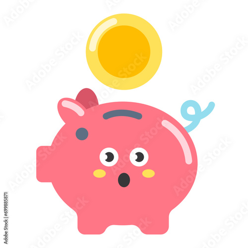 piggy bank icon. Piggy bank with coin vector icon 
