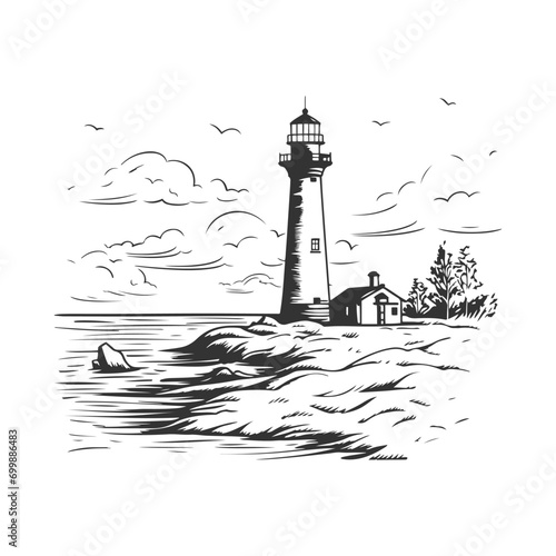 Lighthouse Illustration Clip Art Design Shape. Sea Silhouette Icon Vector.