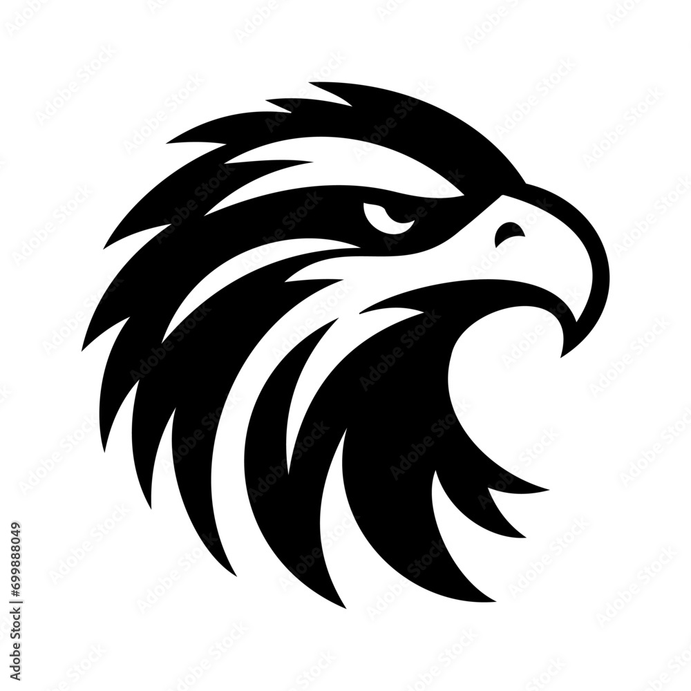 Fototapeta premium In this elegant design, a silhouette of an eagle's head takes center stage against a pure white background, symbolizing precision and focus.