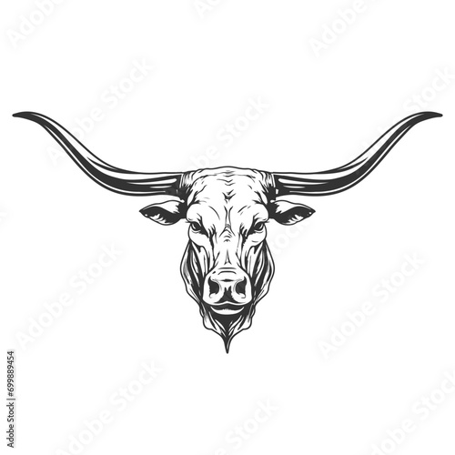 Longhorn Illustration Clip Art Design Shape. Bull Silhouette Icon Vector.
