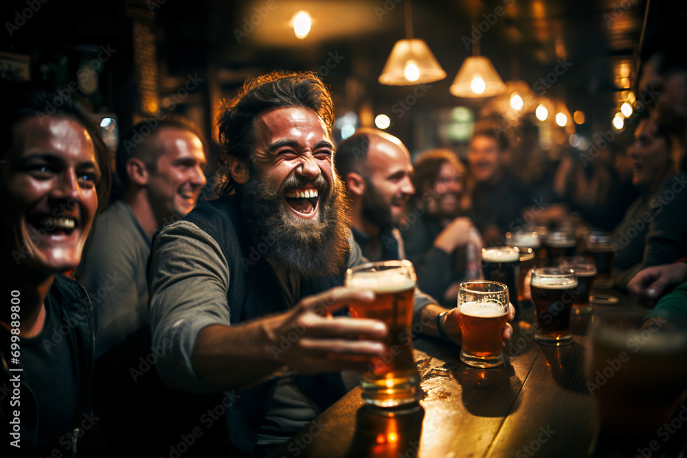 Cheerful Man at an Irish Pub