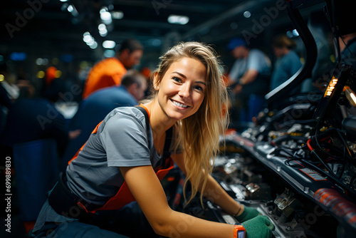 Female Automobile Technician at Work