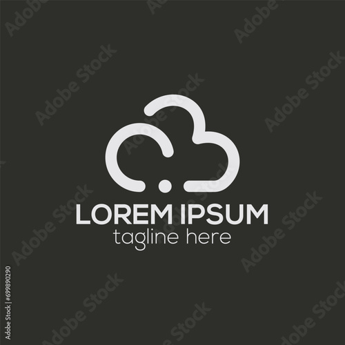 C letter cloud security data, tech logo design concept isolated vector template illustration
