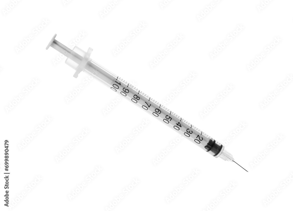New medical insulin syringe with needle isolated on white New medical insulin syringe with needle isolated on white