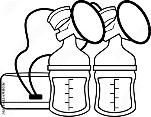 Breastfeeding equipment doodle, breast pump doodle