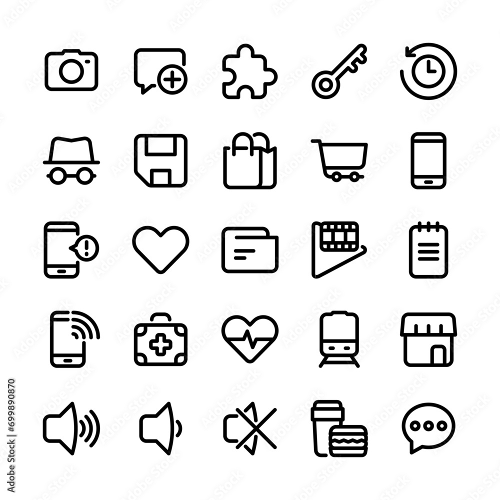 Simple icons basic for UI elements and web Simple icons basic for UI elements and web