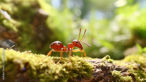 red ant in the nature. AI Generative photo