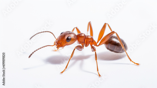 red ant formica rufa on white background. Formica rufa or southern wood ant. AI Generative