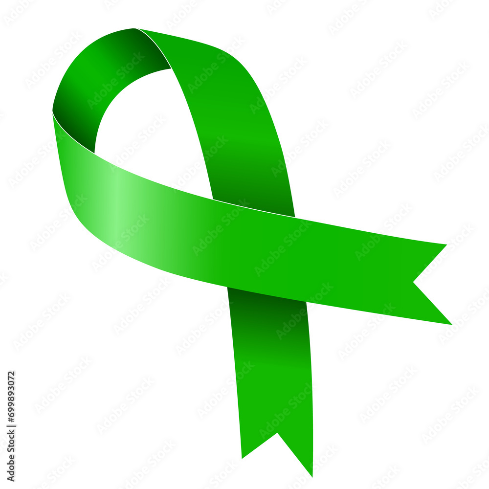 Green Awareness ribbon. Awareness for Glaucoma, Organ Donation, Liver ...