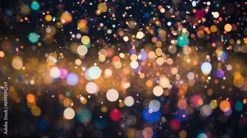 A multicolored background with bokeh blur in the rain in the city. 