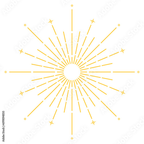 Cute simple sunburst yellow sun vector illustration