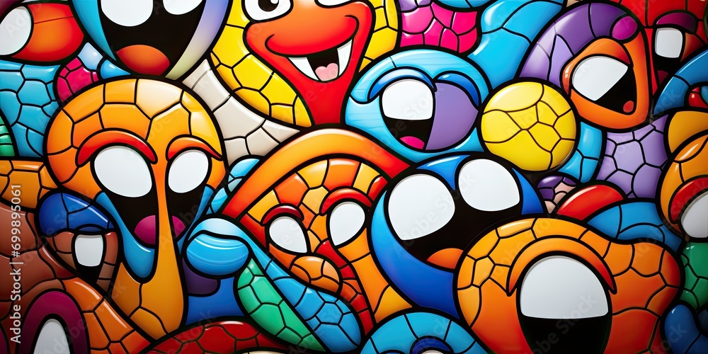 Fototapeta premium Colorful Abstract Mosaic of Cartoon Eyes
