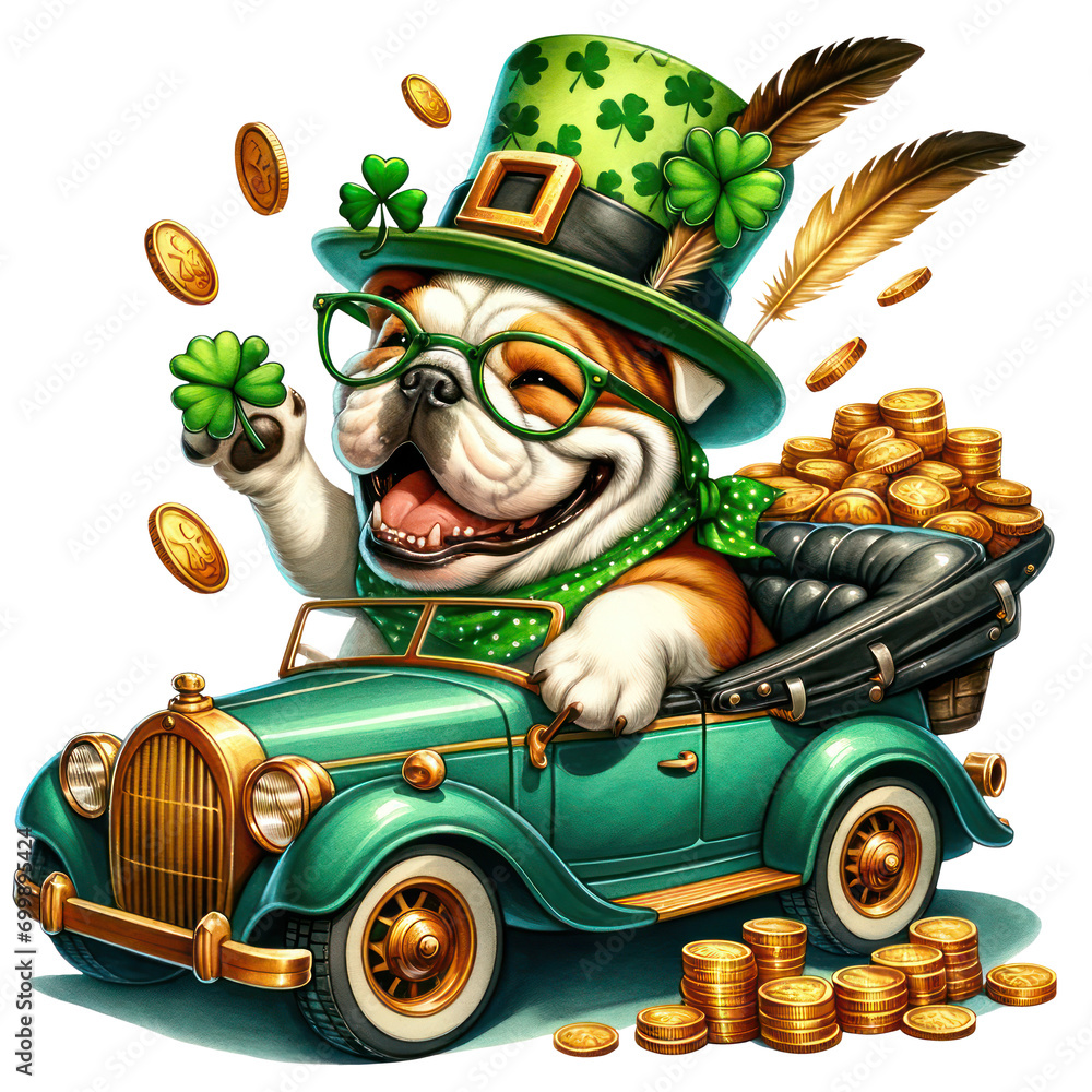 Cute Bulldog St Patrick's Day Clipart Illustration Cute Bulldog St Patrick's Day Clipart Illustration