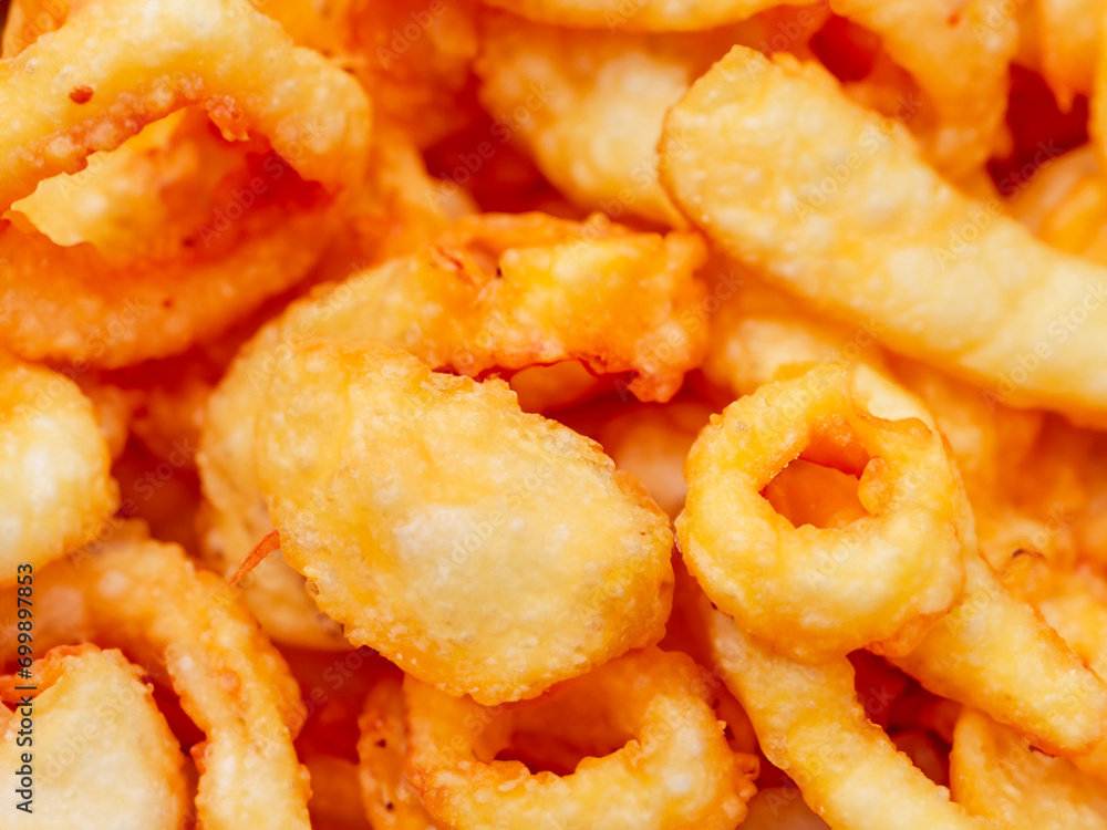 close up of fried Crispy Calamari. Squid Rings close up of fried Crispy Calamari. Squid Rings