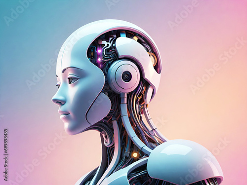 Obraz na płótnie 3d rendering of a female robot colorful background w salonie