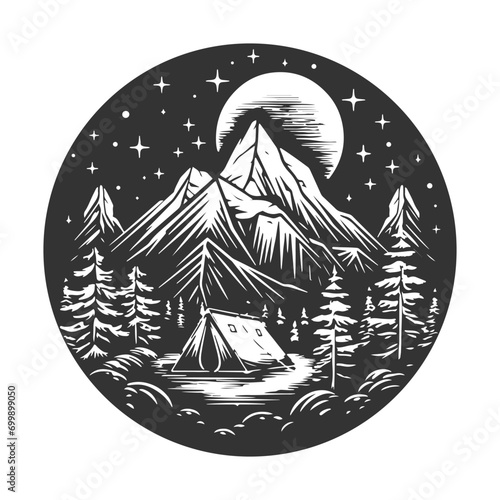 Camping Illustration Clip Art Design Shape. Tent Silhouette Icon Vector.