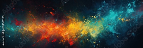 colorful paint splatter on a dark dark background, generative AI photo