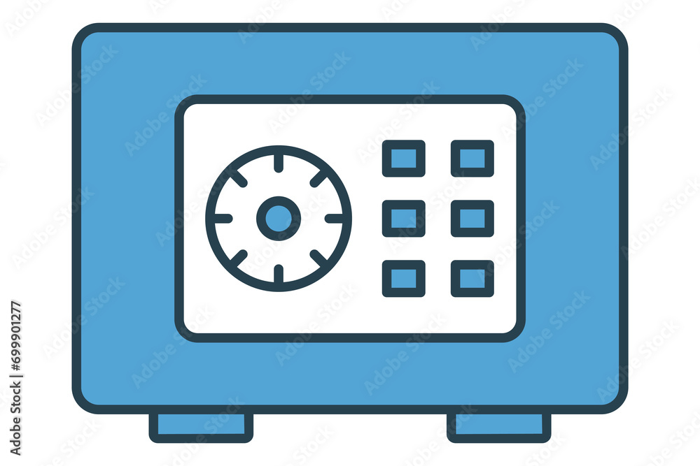 safe box icon. icon related to secure storage of valuables. flat line icon style. element illustration