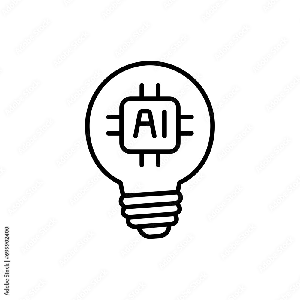 Ai bulb outline icons, minimalist vector illustration ,simple transparent graphic element .Isolated on white background Ai bulb outline icons, minimalist vector illustration ,simple transparent graphic element .Isolated on white background
